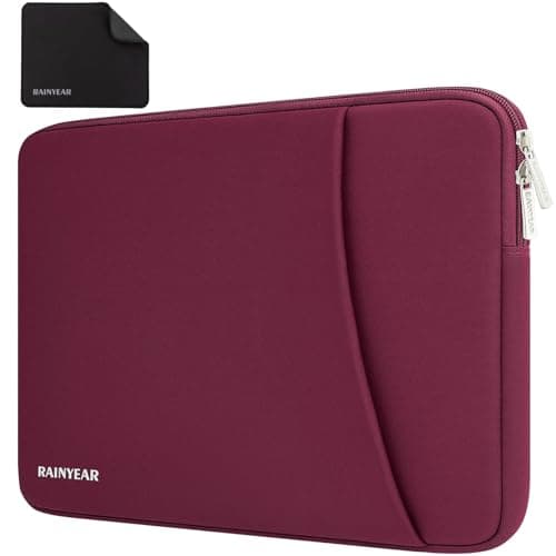 Image of RAINYEAR 15.6 Inch Laptop Sleeve Case Compatible with Most 15.6 Inch Chormebook Notebook Ultrabook, 16 inch Ultra Slim Bezel Laptop Protective Portable Computer Cover Bag, Red