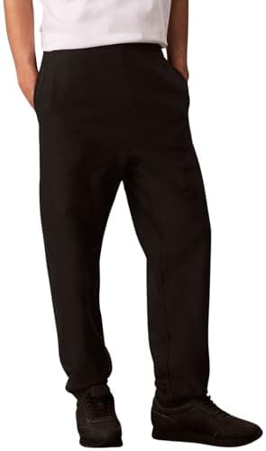 Image of Calvin Klein Men’s Premium Terry Monogram Drawstring Jogging Bottoms, Black (Black), XXL