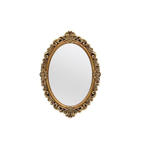Image of OIGUMR Oval Small Wall Mirror Mirror Vintage Hanging Mirrors for Bedroom Living-Room Dresser Decor (Gold, Frame Size：30.5L x 21.1W cm)