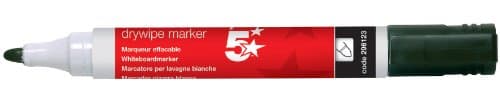 Image of 5 Star® Black Dry Wipe Whiteboard Marker Pen - 3mm Bullet Tip (Pack of 12)