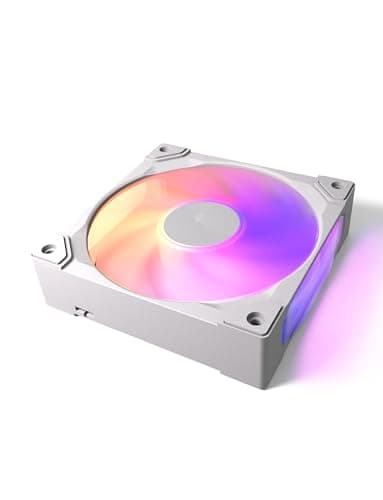 Image of EZDIY-FAB BF12 120mm All-in-One ARGB PWM Case Fan,28mm Thick High Static Pressure Design, High Airflow,1800RPM Max,One-Cable Integrated Design for PC Case, 5V 3-Pin RGB Sync,White