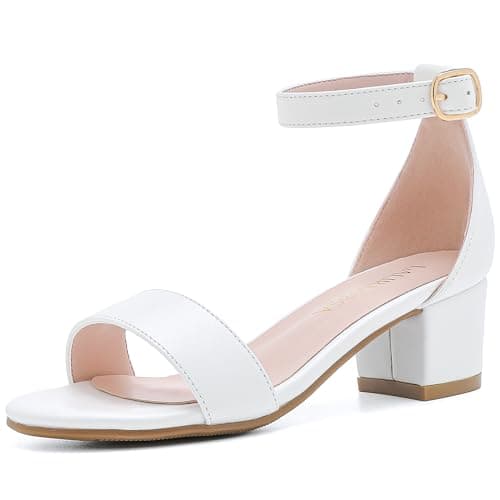 Image of LAURMOSA Girls Sandals Size 2 White Kids Sandals Kids High Heels for Girls Party Shoes Flower Girl Shoes for Wedding Big Girl First Communion Church Easter Dance Formal Graduation (UKL1008PUWhite 2)