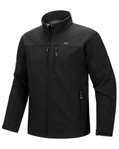 Image of 33,000ft Mens Waterproof Jackets Fleece Lining Softshell Jackets mens Outdoor Windproof Work Hiking Jackets for Men with Zip Pocket Black M