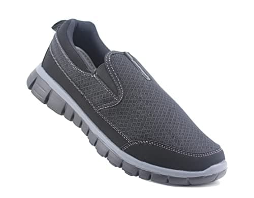 Image of DEK Mens Super Lightweight Memory Foam Slip On Elasticated Breathable Mesh Casual Sneaker Pumps Trainers (Black, Numeric_9)