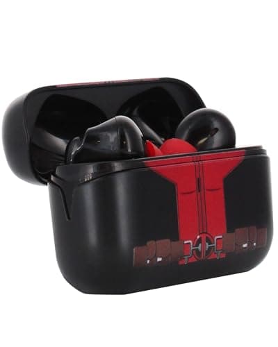 Image of Cableguys Buds Marvel Deadpool Wireless Bluetooth EarBuds - In Ear Headphones with Mic, 28+ Hours Playtime, Active Noise Cancelling EarBuds with IPX4 Rating & Wireless Charging Earphones Case