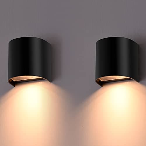Image of FUDESY 2 Pack Outside Wall Lights, IP65 Waterproof Down Outside Lights, Max 7W GU10 Exterior Wall Sconce, Modern Matte Black Plastic Outdoor Wall Lamp for Porch, Hallway, Patio, Front Door, Garage