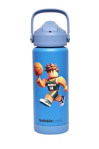 Image of DRNK Bubblebottle | Insulated Stainless Steel Waterbottle with Straw and Wide Mouth | Protective Silicone Base | Leak-Proof Durable Bottle for Sports & School | 550ml (Alpha)