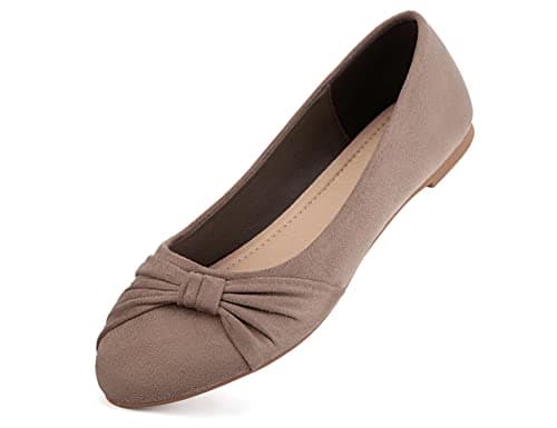 Image of MaxMuxun Womens Walking Dressying Comfort Ballerina Ballet Flat Pumps Slip On Dance Ballets Shoes Size 8 UK / 41 EU Taupe