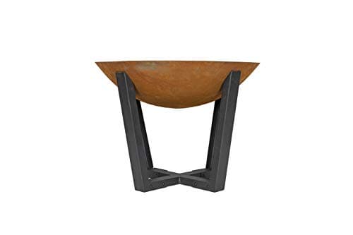 Image of La Hacienda Icarus Oxidised Cast Iron Firepit with Steel Legs, 50cm x 66cm, Natural Rusted & Black