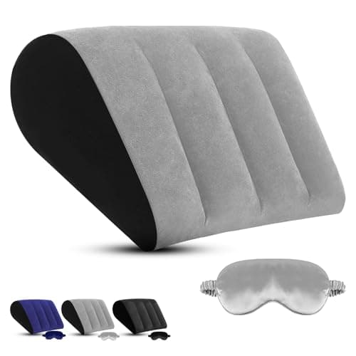 Image of ProPillows Wedge Pillow for Bed Adult - Leg Pillow with Sleep Mask, Inflatable Pillow for Back Support, Knee Support for Women Men, Adjustable Pillows Use in Bed, Travel, Camping, Flight-Grey