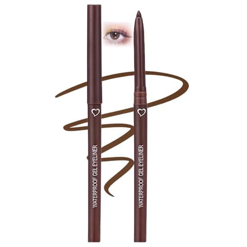 Image of Waterproof Gel Eyeliner Pencil in Dark Brown - Long-Lasting, Smudge-Proof, Ultra-Fine Tip for Precise Lines & Bold Looks, Highly Pigmented, Quick-Dry Formula, Ideal for Mature Skin (Dark Brown)