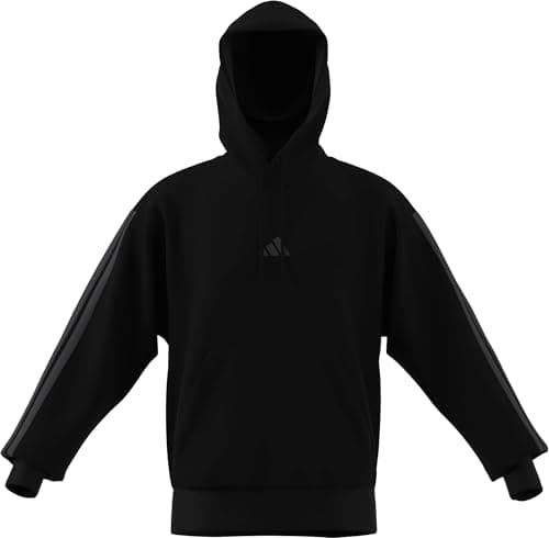 Image of adidas Men's ESSENTIAL THREE STRIPES FLEECE HOODIE, black/carbon, L