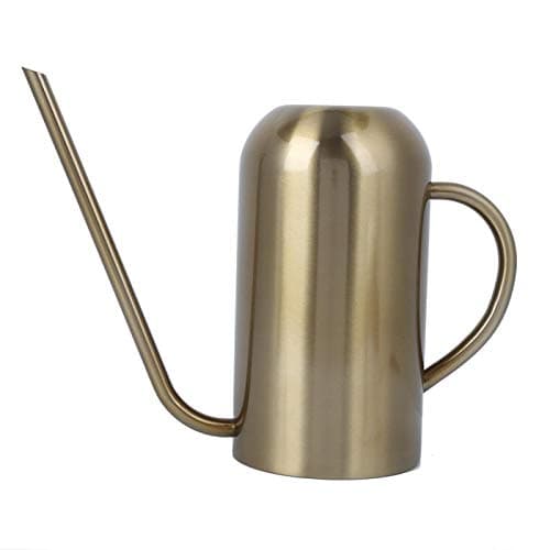 Image of Nivvity Long Spout Watering Pot, Stainless Steel Long Spout Watering Can Garden Watering Pot Irrigation Tool Gold 1.5L