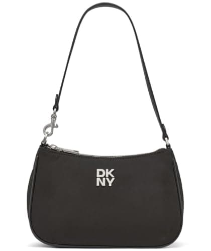 Image of DKNY Women's Jenny Top Zip Shoulder Bag, 100% Polyester with PU Trim, Black