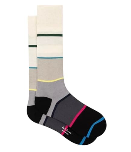 Image of Paul Smith Hayden Stripe Socks Cream Black Multicoloured. One Size