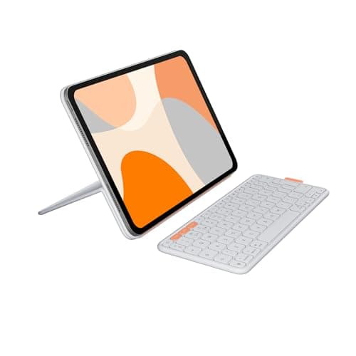 Image of Logitech Flip Folio, Keyboard Case for iPad Pro 11-inch (M4 & M5) & iPad Air 11-inch (M2, M3 & M4)(5th Gen) - Protective & Stowable Bluetooth Keyboard Case, Multi-Device, QWERTY UK Layout - Pale Grey