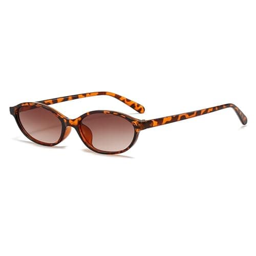 Image of JILLICK Tortoise-Pattern Oval Sunglasses with UV400 Protection - Retro Vintage Small Frame, Brown Gradient Lenses & Lightweight Design for Women's Daily Outings, Beach Travel, Fashion Styling