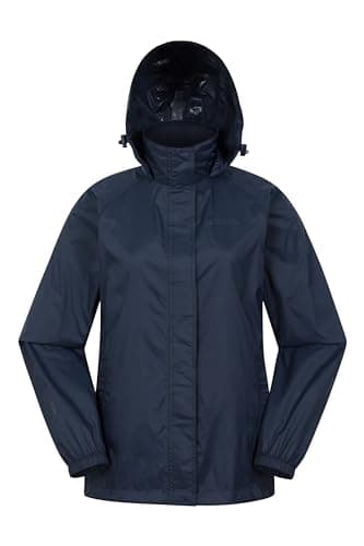 Image of Mountain Warehouse Pakka Womens Waterproof Packable Jacket - Foldaway Hood Jacket, Ladies Coat, Lightweight Rain Jacket - For Spring Summer, Walking, Travelling Navy Women's Size 20