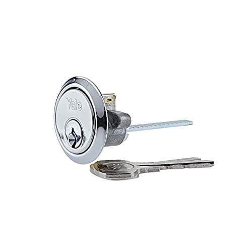 Image of Yale Replacement Rim Cylinder, Suitable for Doors, 4 Keys Provided, P-chrome, 4 Keys, 38 - 57 mm
