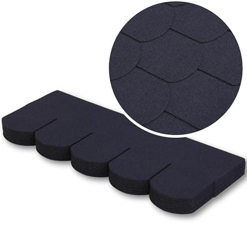 Image of Premium Asphalt Roof Shingles, 25 Pcs Covers 32.2 sqft (3 sqm) - Graphite Fish Scales Design Felt Shingles 31.5 in x 12.4 in (80 x 31.5 cm) Weather Resistant & Heavy-Duty Roofing Felt