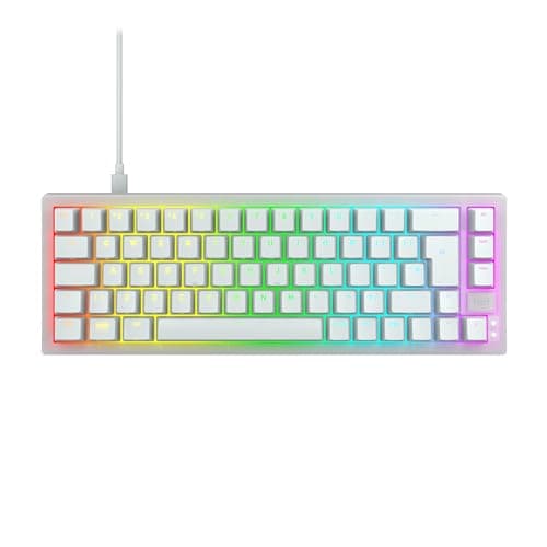 Image of Xtrfy CHERRY K5V2 Compact, Mechanical 65 Percent Gaming Keyboard, UK Layout (QWERTY), Hot-Swap Keyboard, CHERRY MX2A RED SWITCHES, Transparent White