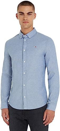 Image of Tommy Jeans Men's Tjm Slim Stretch Oxford Shirt Dm0dm09594 L/S Shirts / Woven Tops, Twilight Navy, S