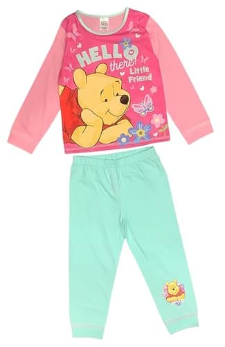 Image of Disney Winnie The Pooh, Girls 2 Piece Pyjamas Set Hello There! Little Friend, Pink/Blue, Age 3-4 Years