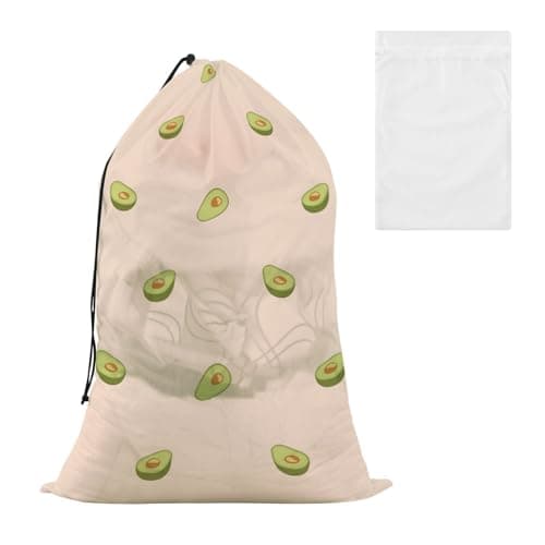 Image of Avocado Laundry Storage Bag for Delicates with Laundry Mesh Wash Bag Set for College Dorm Drawstring Closure Blanket Closet Organizer