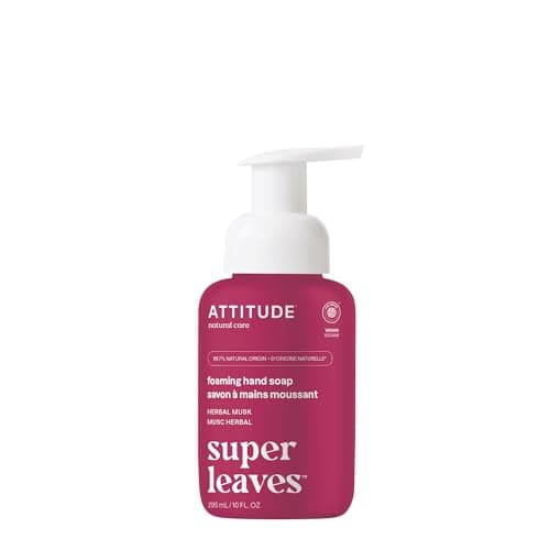 Image of ATTITUDE Foaming Hand Soap, Made in Canada, EWG Verified, Plant and Mineral-Based Ingredients, Vegan and Cruelty-free Personal Case Products, Herbal Musk, 295 mL