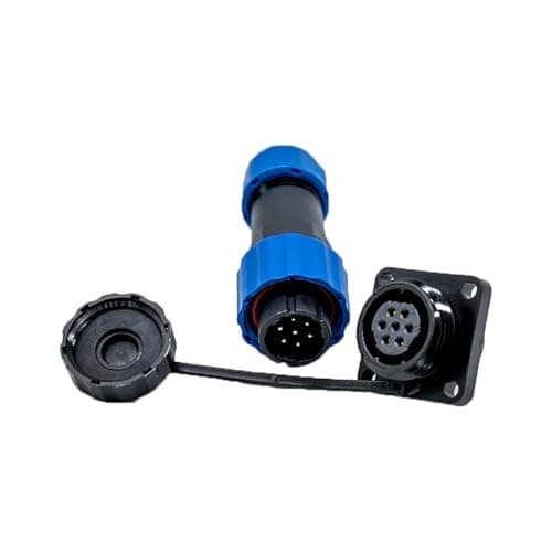 Image of Elecbee Aviation Cable Circular Connector, SP17 7 Pin Waterproof & Dustproof Male Plug Female 4 Hole Flange Panel Mount Socket IP68 Industrial Plug with Cap for Outdoor Industrial Devices Power Signal