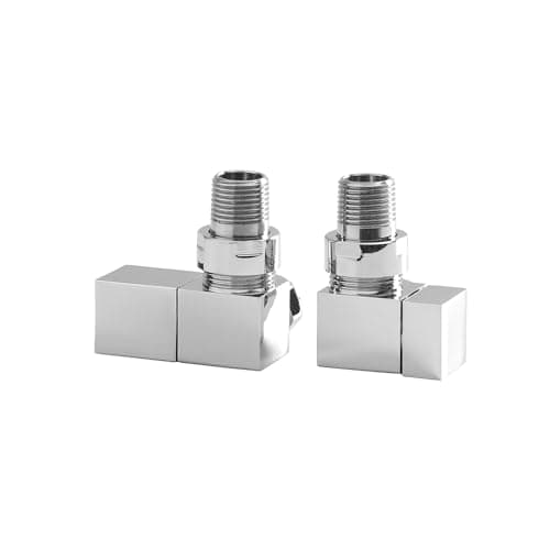 Image of Milano Chrome Square Corner Heated Towel Rail Radiator Valves