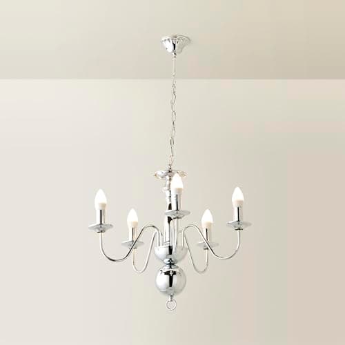 Image of MiniSun | Traditional 5 Way Flemish Style Ceiling Light Chandelier Fitting in a Chrome Finish | Ceiling Lights & Home Improvements Essential | Mains Wired