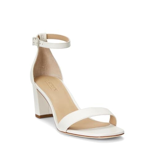 Image of LAUREN Ralph Lauren Women's Logan Heeled Sandal, Soft White, 6 UK
