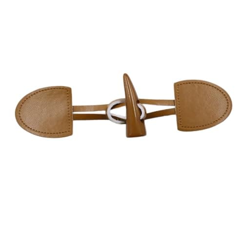 Image of 2 Pairs Leather Toggle Buttons 17 cm x 4 cm, Toggle Clasps, Replacement Buttons for Sewing and Crafts Decorations, Horn Button for DIY Sewing Jumper Clothing Coats Coat Gift Decoration, Coffee