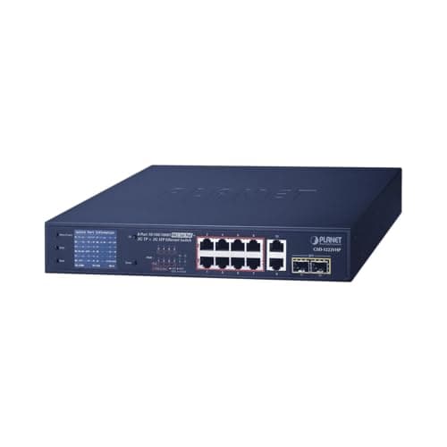 Image of Planet GSD-1222VHP network switch No managed 10G Ethernet (100/1000/10000) Black 1U Power over Ethernet (PoE)