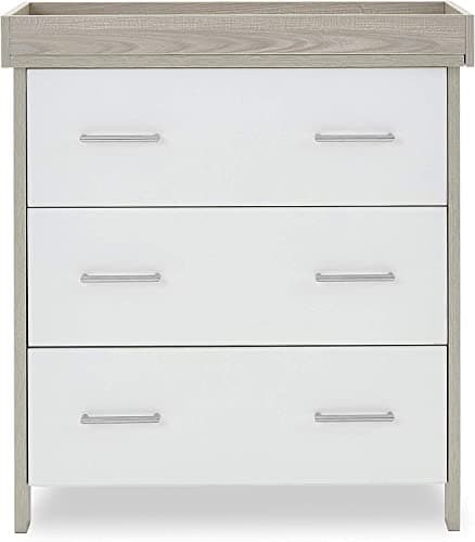 Image of Obaby Nika Changing Unit – Grey Wash & White – Nursery Storage & Baby Changing Station