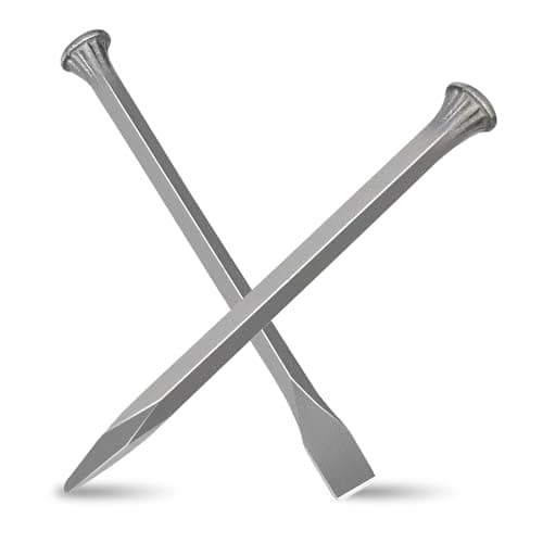 Image of 2 PCS Cold Chisel Set, 300mm Flat and Pointed Chisels Rock Cold Steel Chisel 12 Inches Heavy Duty Stone Chisels for Concrete Brick Tile Granite Cement
