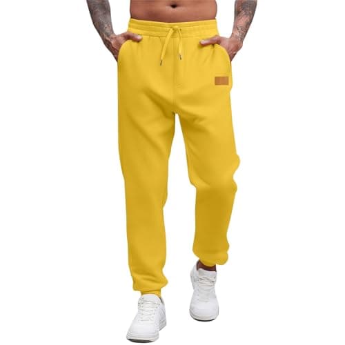 Image of Motorcycle Trousers for Men Palazzo Pants Yellow, L