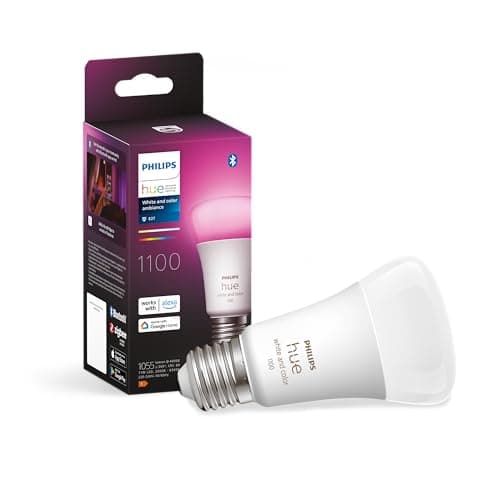 Image of Philips Hue Standard Lamp 1-Pack - E27 - Durable LED Lighting - White and Coloured Light - Dimmable - Connect to Bluetooth or Hue Bridge - Works with Alexa and Google Home