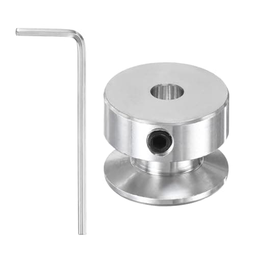 Image of PATIKIL 5mm Fixed Bore 20mm OD Single Groove Pulley, Aluminum Alloy Mechanical V-Belt Pulley with Hex Wrench for Motor Shaft Drilling Machine 5-6mm PU Round Belt, Silver