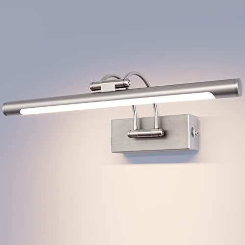 Image of TYhogar Bathroom Wall Light 40CM LED Bathroom Over Mirror Light with Switch,180° Adjustable Picture Lights IP44 Wall Lamp 8W Aluminum for Hotel Shaver Make Up Wall Scones(Matte Nickel)