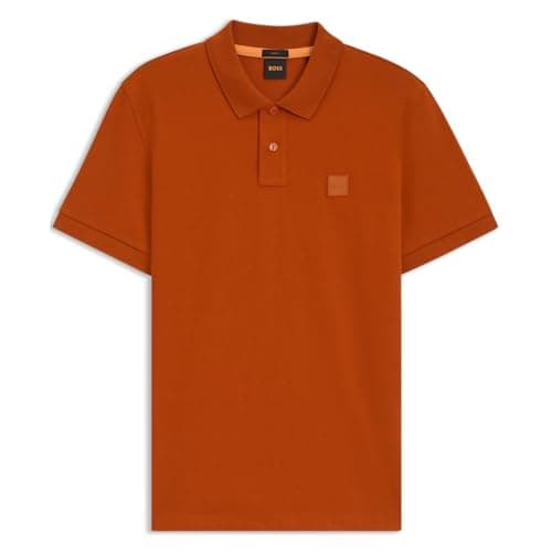 Image of BOSS Mens Passenger Polo Shirt Short Sleeve Cotton Open Orange 842 M
