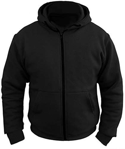 Image of Speed MaxX Black Mens Fleece Hoodie Removable Armour Motorbike/Motorcycle Jacket (L)
