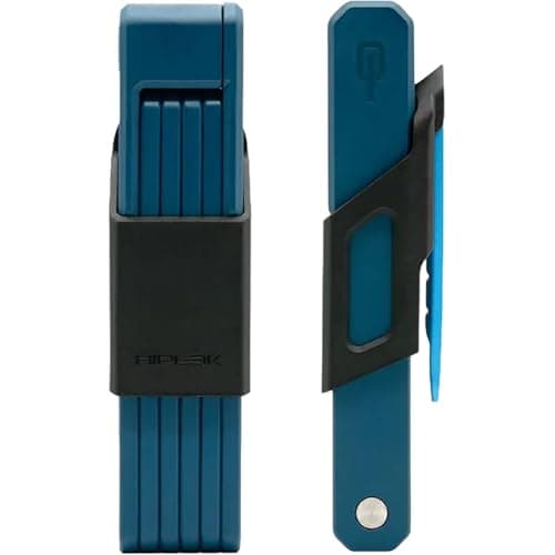 Image of Hiplok Switch Folding Bike Lock - Blue. Lightweight Bicycle Lock. 85cm Locking Length, 5mm Thick Bar. Folds to 19cm x 4.2cm (L x W). 3 x Keys Inc
