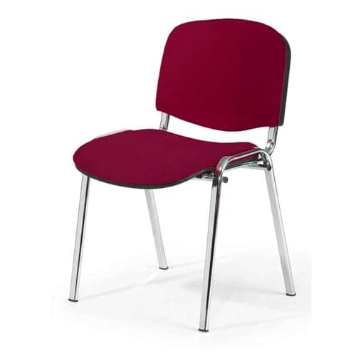Image of Topsit Chrome Visitor Chair ISO Comfortable Stackable Conference Chair with Padded Seat and Backrest Single Item (Bordeaux)