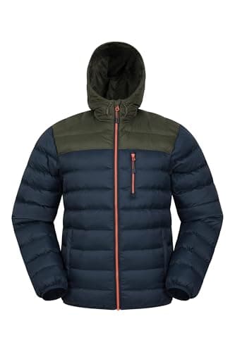 Image of Mountain Warehouse Link Mens Padded Jacket - Showerproof, Lightweight & Warm Puffer Coat with Lots Of Pocket - Ideal For Cold & Wet Weather Khaki XL