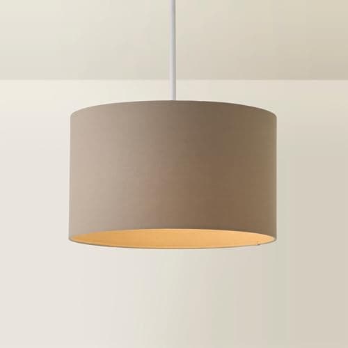Image of ValueLights | Reni Taupe Fabric Drum Ceiling Lamp Shade (D) 25cm | Shades, Home Décor & Improvement Essential