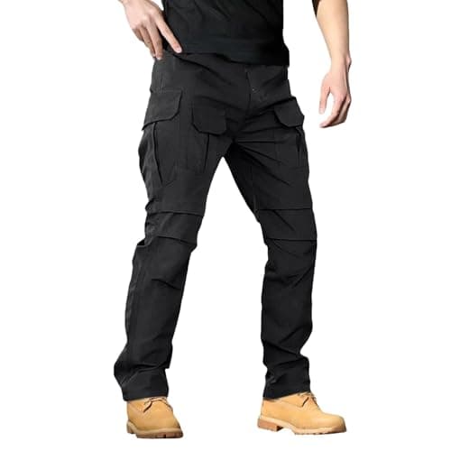 Image of Generisch Men's Cargo Trousers Robust and Functional in Tactical Design - Durable Work Trousers with Many Pockets | Outdoor Trousers for Hiking and Leisure, style_h01 black, XXL