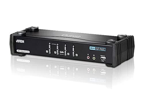 Image of Aten CS1784A 4 Port USB DVI Dual Link KVMP Desktop Switch with 4xDVI-D KVM Cable Sets - Black