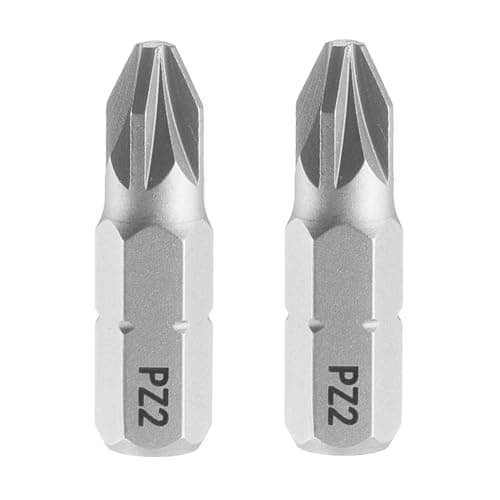Image of sourcing map 2pcs PZ2 Screwdriver Bit 1/4" Hex Shank 25mm/1" Length Magnetic Phillips Slotted S2 Steel Screw Driver Bit